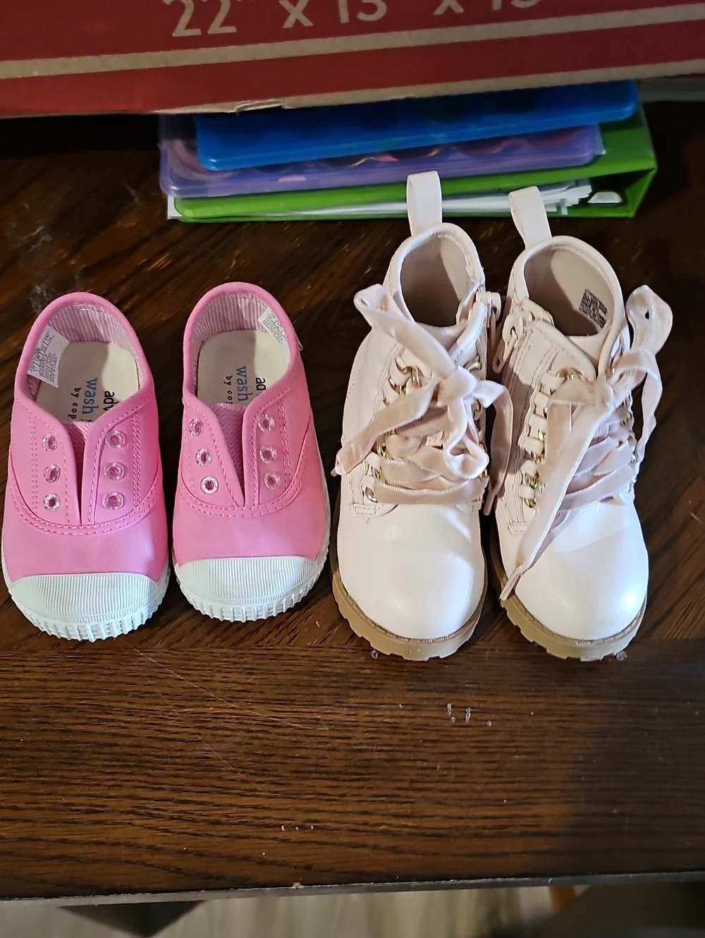 Kids Pink Canvas Slip-On and Light Pink Lace-Up Boots Set